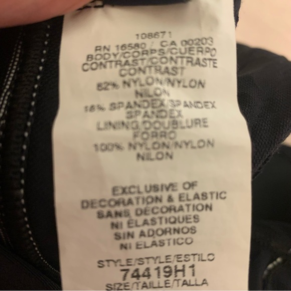 Anne Cole Collection black white one piece suit with flattering mesh at waist 10 - Picture 7 of 14